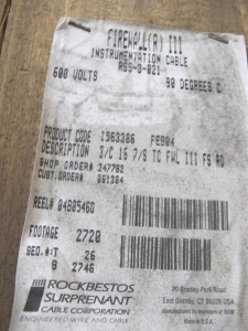 (5 PALLETS) MISC. ELECTRICAL WIRE, AND CABLE! (20+) INDIVIDUAL SPOOLS TO INCLUDE BUT NOT LIMITED TO: (1 SPOOL) CABLE, ELECTRICAL TYPE, 16 AWG SIZE, 600V RATING, COPPER MATERIAL, 3 CONDUCTOR, INSTRUMENTATION KIND. SHIELDED, CROSS-LINKED POLYETHYLENE INSULATED, RED, HYPALON (CSPE) JACKET, FIREWALL III, CABLE CODE J36, (6 SPOOLS) WIRE, ELECTRICAL TYPE, 14 AWG SIZE, 600V 90DEG C OPE RATING, RED COLOR, TEMP RATING, TINNED COPPER MATERIAL, SWITCHBOARD, SIS KIND. INSULATED, WITH HEAT, MOISTURE AND FLAME RESISTANT CROSS LINKED SYNTHETIC POLYMER CONSTRUCTION, ETC.. LOADING & HANDLING FEE $30-4077